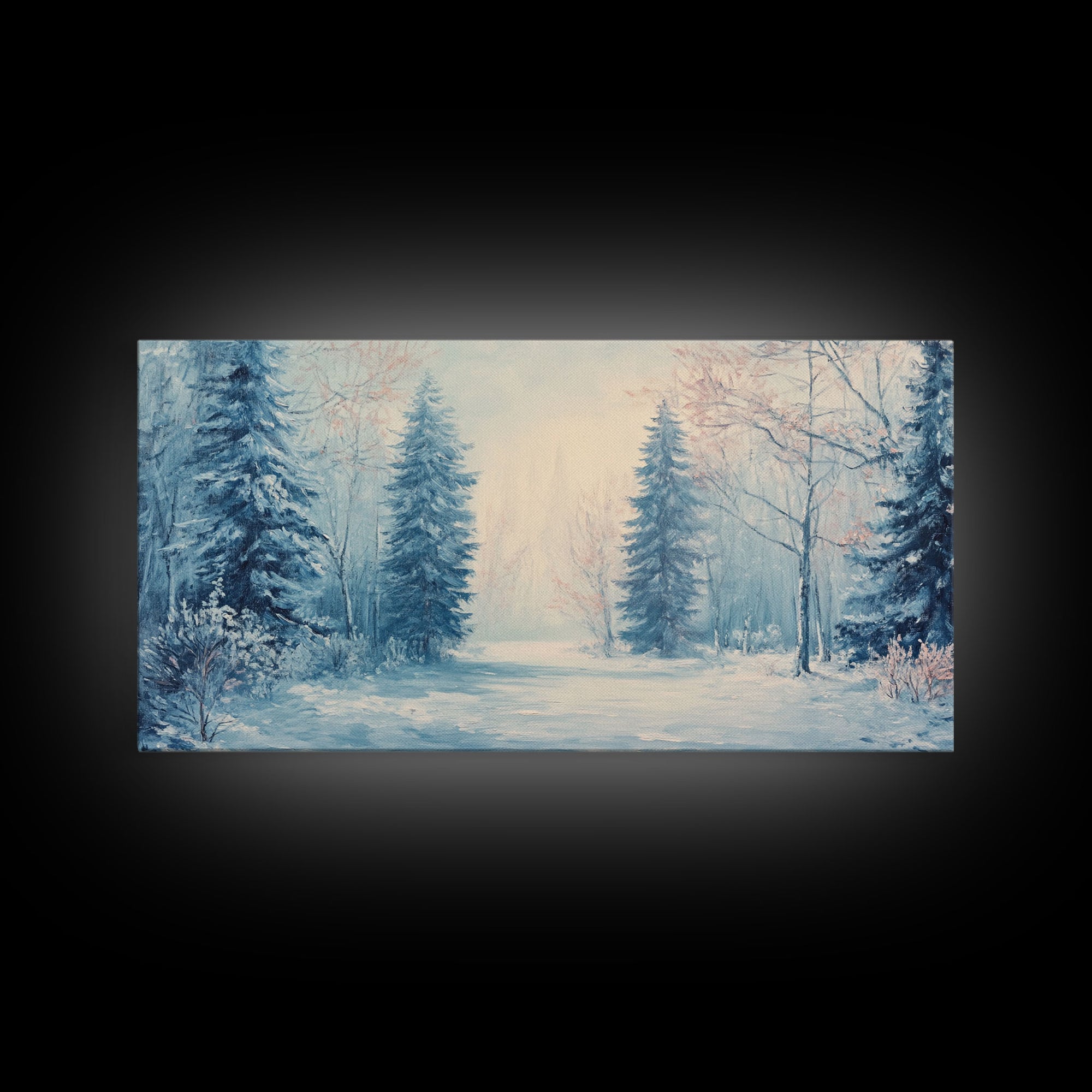 Winter Wonderland Watercolor Painting, Framed Canvas Print, Perfect Christmas Holiday Decor Wall Art for Cozy Winter Home Interiors