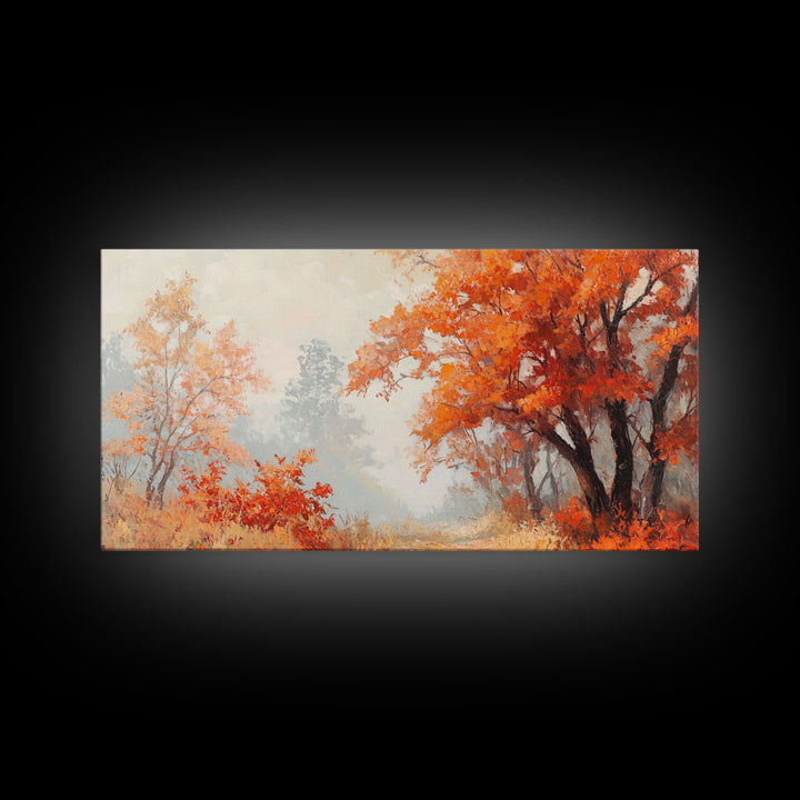 Fall In The Forest, Autumn Watercolor Painting, Moody Landscape Painting, Framed Canvas Print, perfect nostalgic Christmas wall art decor