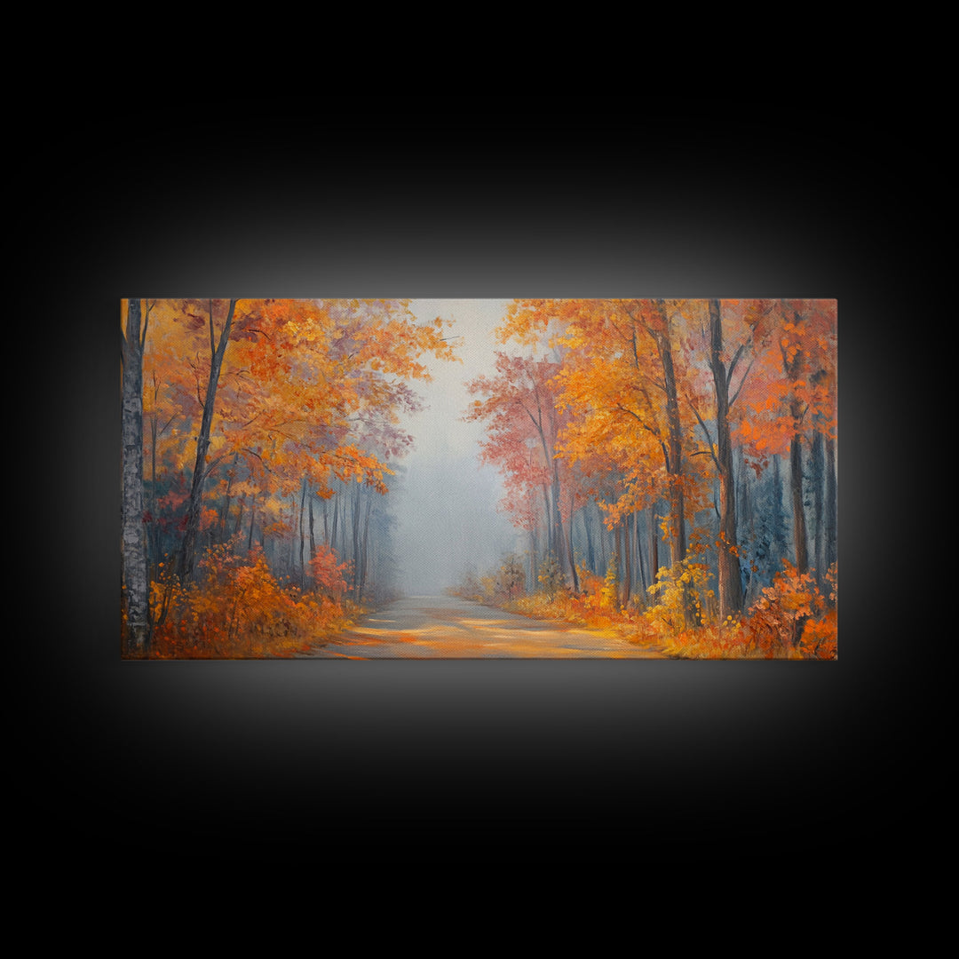 Fall In The Forest, Moody Landscape Painting, Watercolor Painting, Framed Canvas Print, winter wonderland wall art for cozy Christmas decor