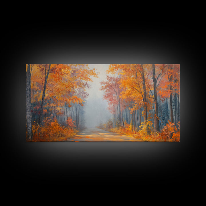 Fall In The Forest, Moody Landscape Painting, Watercolor Painting, Framed Canvas Print, winter wonderland wall art for cozy Christmas decor