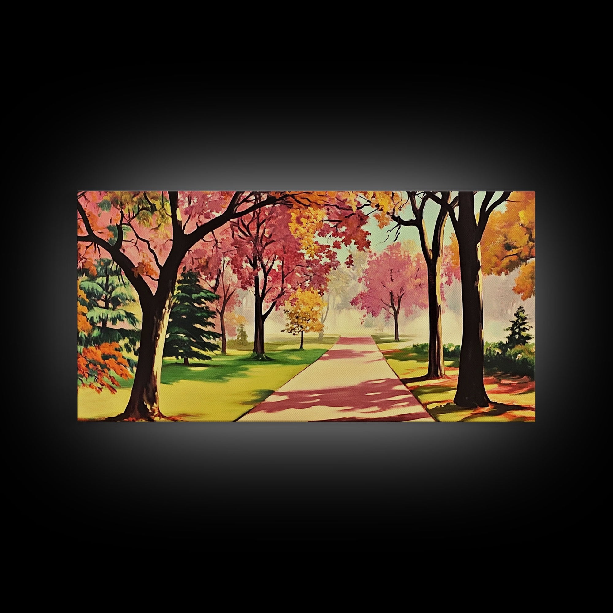 Colorful Autumn Path Canvas Print, Fall Park Scene Wall Art, Modern Farmhouse Autumn Decor, Holiday Art, Best Seasonal Gift Idea