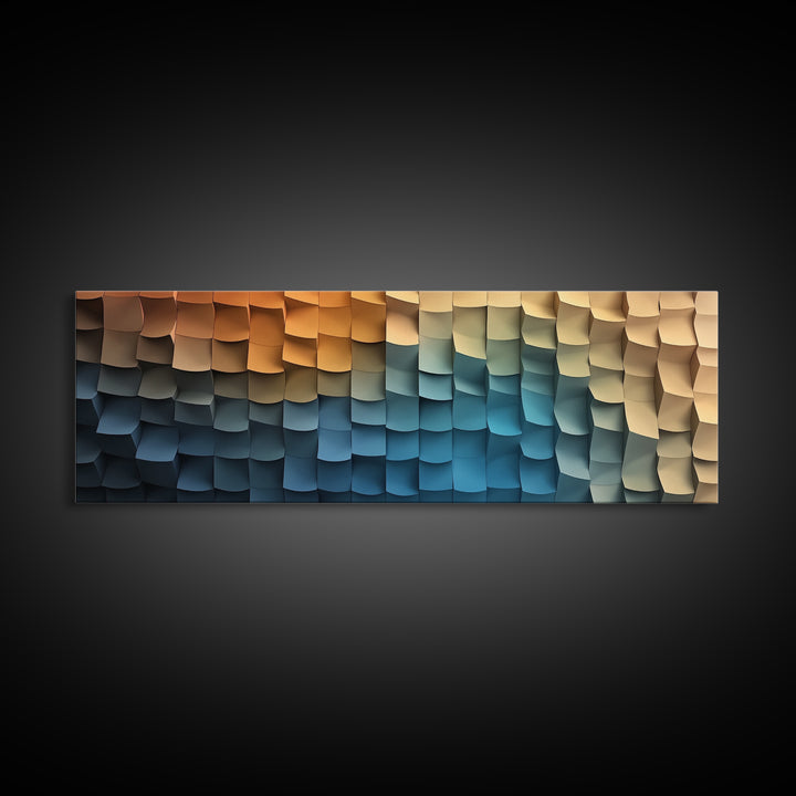 Abstract Art - Coastal Cubism - Framed Canvas Print - Panoramic Geometric Art - Unique Home Decor