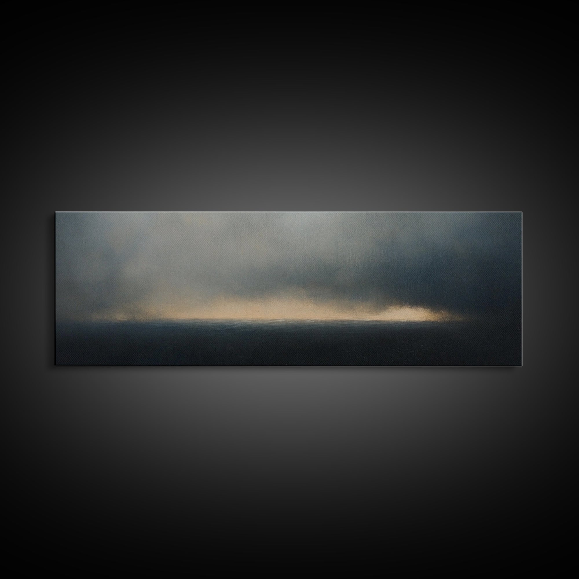 Clouds Over a Stormy Sea, Landscape Oil Painting Print, Panoramic Wall Art, Nature Framed Gallery Art For Living Room Ready To Hang
