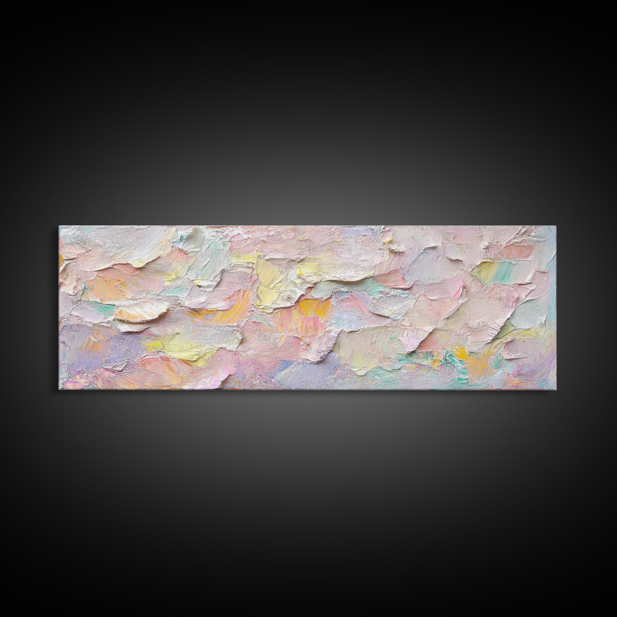 Abstract Moody Floral Wall Art, Framed Canvas Print, Pink and Pastel Wall Art, Large Abstract Flower Texture Wall Art for Above Bed or Sofa