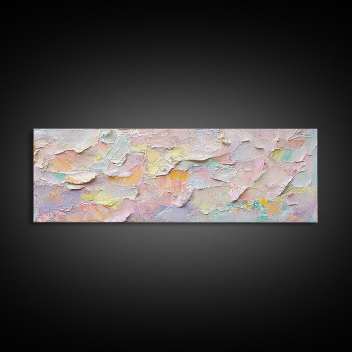 Abstract Moody Floral Wall Art, Framed Canvas Print, Pink and Pastel Wall Art, Large Abstract Flower Texture Wall Art for Above Bed or Sofa