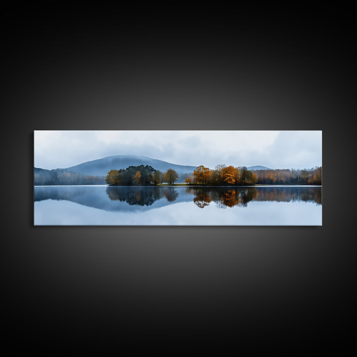 Calm - Reflections In The Lake On An Overcast Day - Panoramic Print - Original Painting Print - Landscape Oversized Painting Art