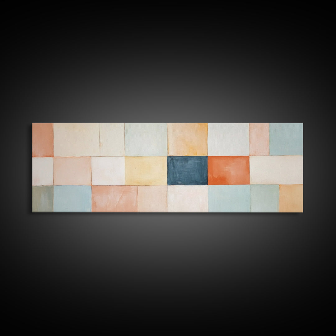 Modern Abstract Framed Canvas | Minimalist Mid Century Modern Wall Art | Large Horizontal Ultra Wide Framed Canvas | MCM Art