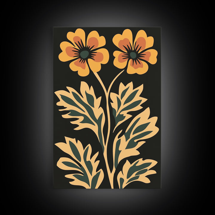 Beautiful Boho Wild Flower Wall Art Canvas Print, Framed Canvas Wall Art Botanical Print Boho Minimalist Home Decor For Living Room