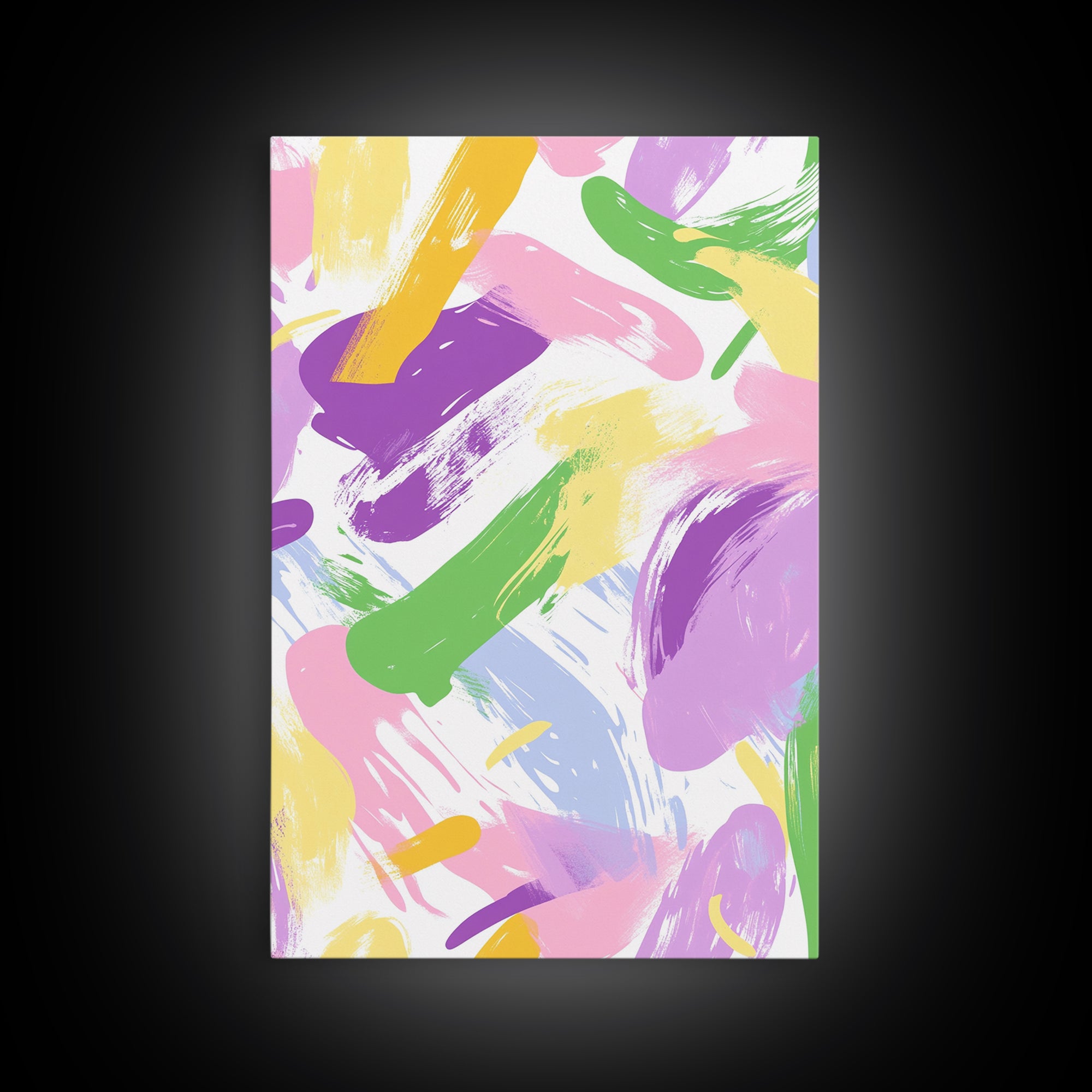 Pastel Brush Strokes Canvas Print, Wood Framed Abstract Wall Art, Dorm Room Decor for Girls