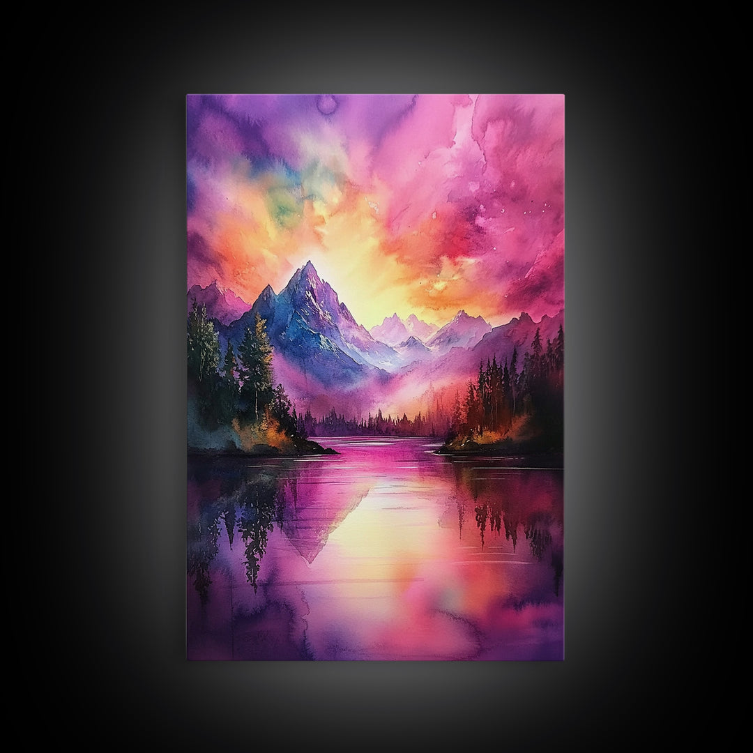 Cute Fantasy Landscape Wall Art Canvas Print, Nursery Decor, Kid's Room Wall Art, Home Decor For Girl's Dorm