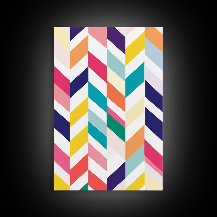 Pastel Chevrons Wall Art, Framed Canvas Print, Wood Framed Wall Art, Framed Wall Art, Gift Idea, Home Decor