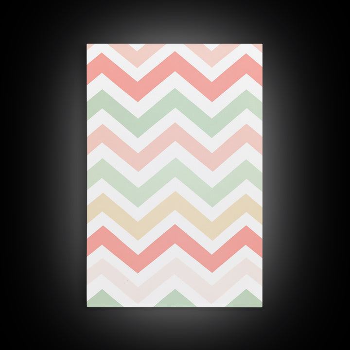 Chevron Zig Zag Pastel Wall Art, Geometric Wood Framed Wall Art, Decorative Wall Accent, Mosaic Wall Decor, Boho Art
