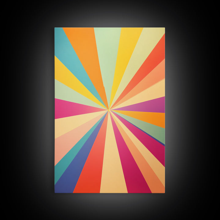 Carmine Pink, Sunglow Yellow, Mint Green and Deep Saffron Mid-Century Modern Abstract Wall Art, Canvas Print, Retro Boho Decor