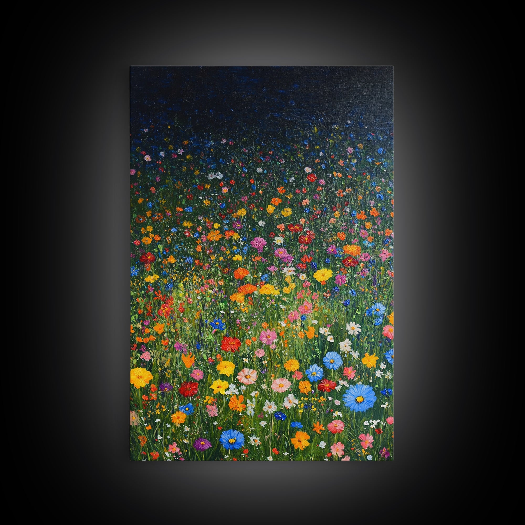 Field Of Flowers, Flowers Print, Nursery Wall Decor, Floral Decor, Floral Home Decor, Framed Canvas Print, Wild Flowers Oil Painting