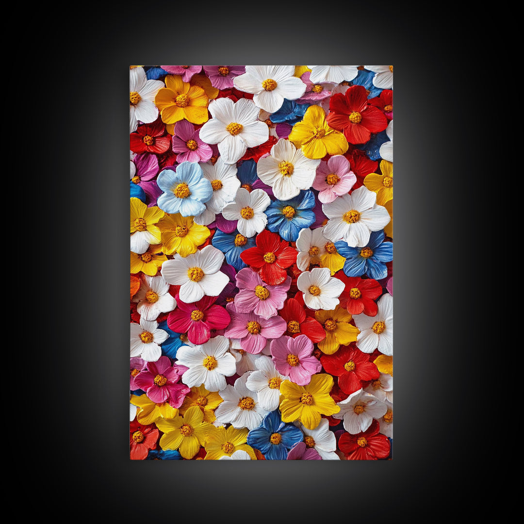 Botanical Prints Wall Art, Framed Canvas Print, 3D Effect Flower Art, Modern Art, Cute Room Decor, Aesthetic Decor, Trendy Wall Art