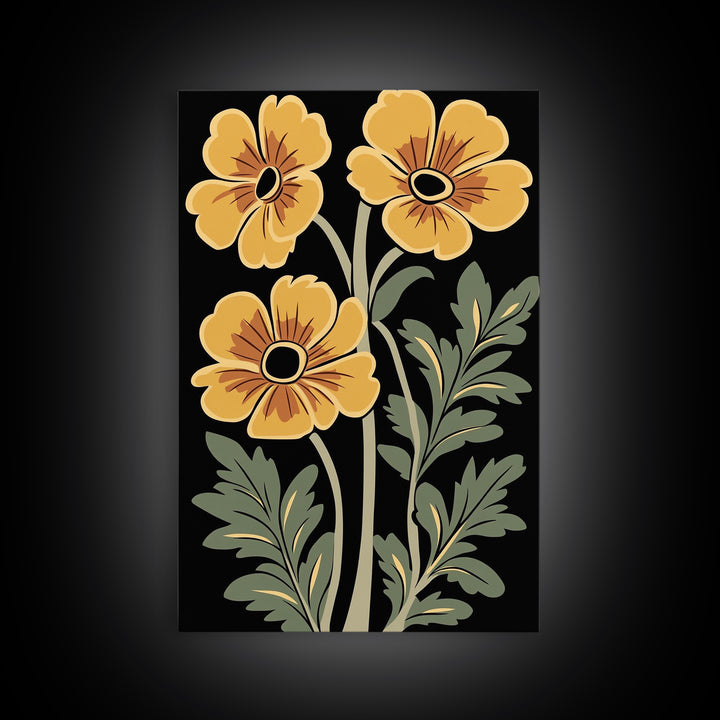 Abstract Floral Botanical Framed Canvas Wall Art, Abstract Botanical Print Minimalist Modern Art Boho Wall Decor Living Room Wall Art