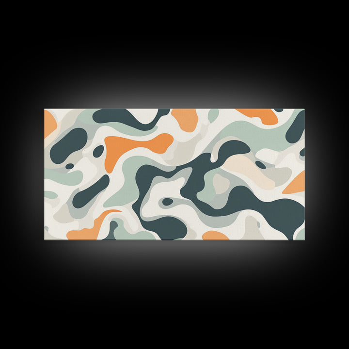 Abstract Camo Pattern Wall Art Framed Canvas Print, Man Cave Decor, Gift For Him, Retro Modern Abstract Art