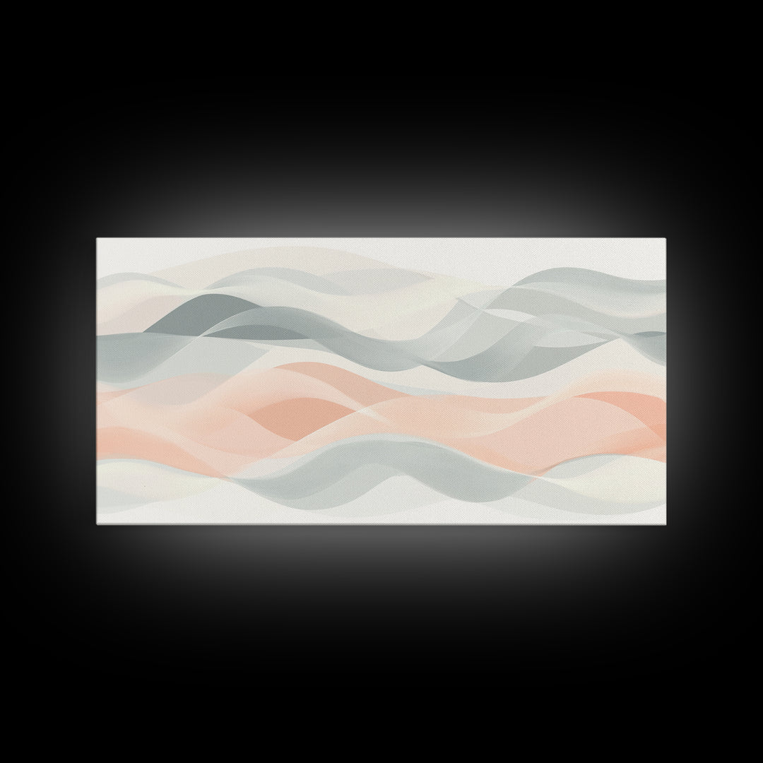 Retro Wall Art MCM Inspired Abstract Art, Mid-Century Modern Art, Retro Geometric Art, Ocean Waves, Modern Abstract Pastel Painting