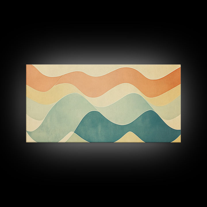 Pastel Abstract Aerial Geometric Giclee Art Print, Large Mid Century Modern Wall Art, Minimalist Decor For Living Room Above SOfa