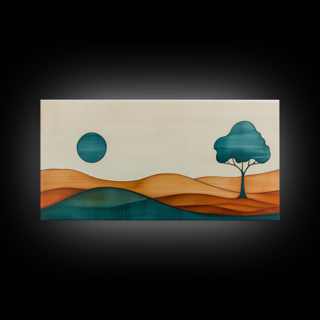 Cute Abstract Art Deco Landscape Canvas Print, Minimalist Art, Boho Home Decor For Abova Sofa, Great Room Wall Art