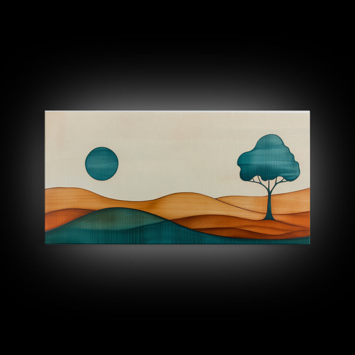 Cute Abstract Art Deco Landscape Canvas Print, Minimalist Art, Boho Home Decor For Abova Sofa, Great Room Wall Art