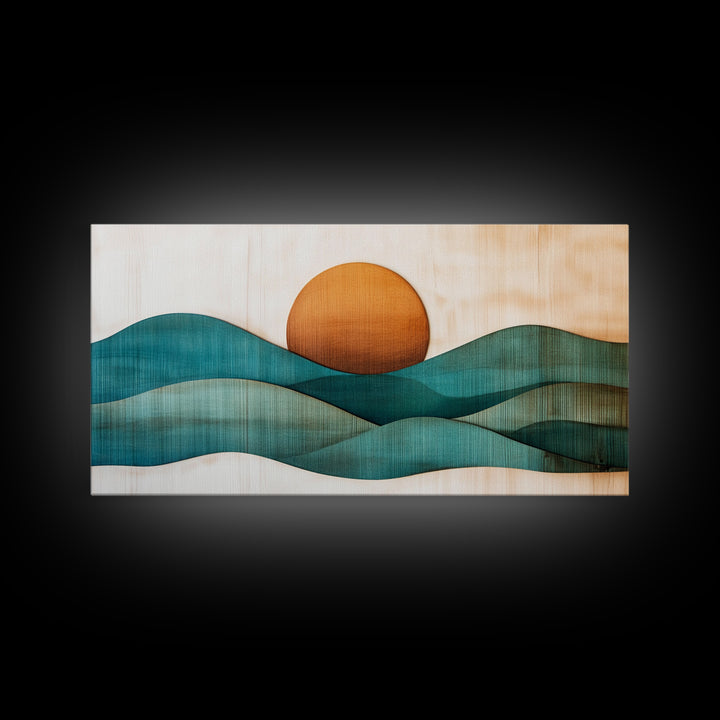 Abstract Minimalist Art Deco Landscape Canvas Print, Boho Home Decor, Bohemian Wall Art, Tiny House Wall Art