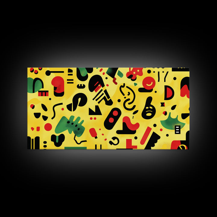 Boy's Room Or Nursery Room Wall Art Framed Canvas Print, Retro 90s Style Wall Art, Kid's Room Wall Art