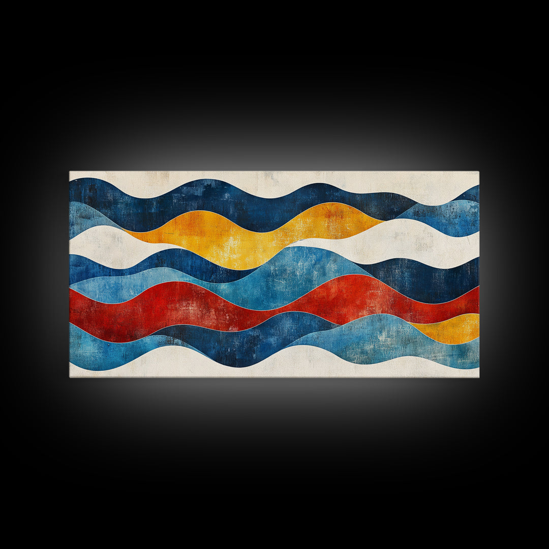 Boho Mid Century Modern Wall Art Canvas Print, Wood Frame Wall Art, Geometric Wall Art, Minimalist Wall Art, Housewarming Gift Idea