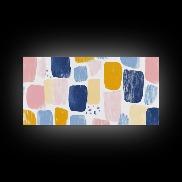 Abstract Painting Print, Wood Framed Wall Art, Preppy Decor, Girl's Dorm Room Wall Art, Apartment Decor