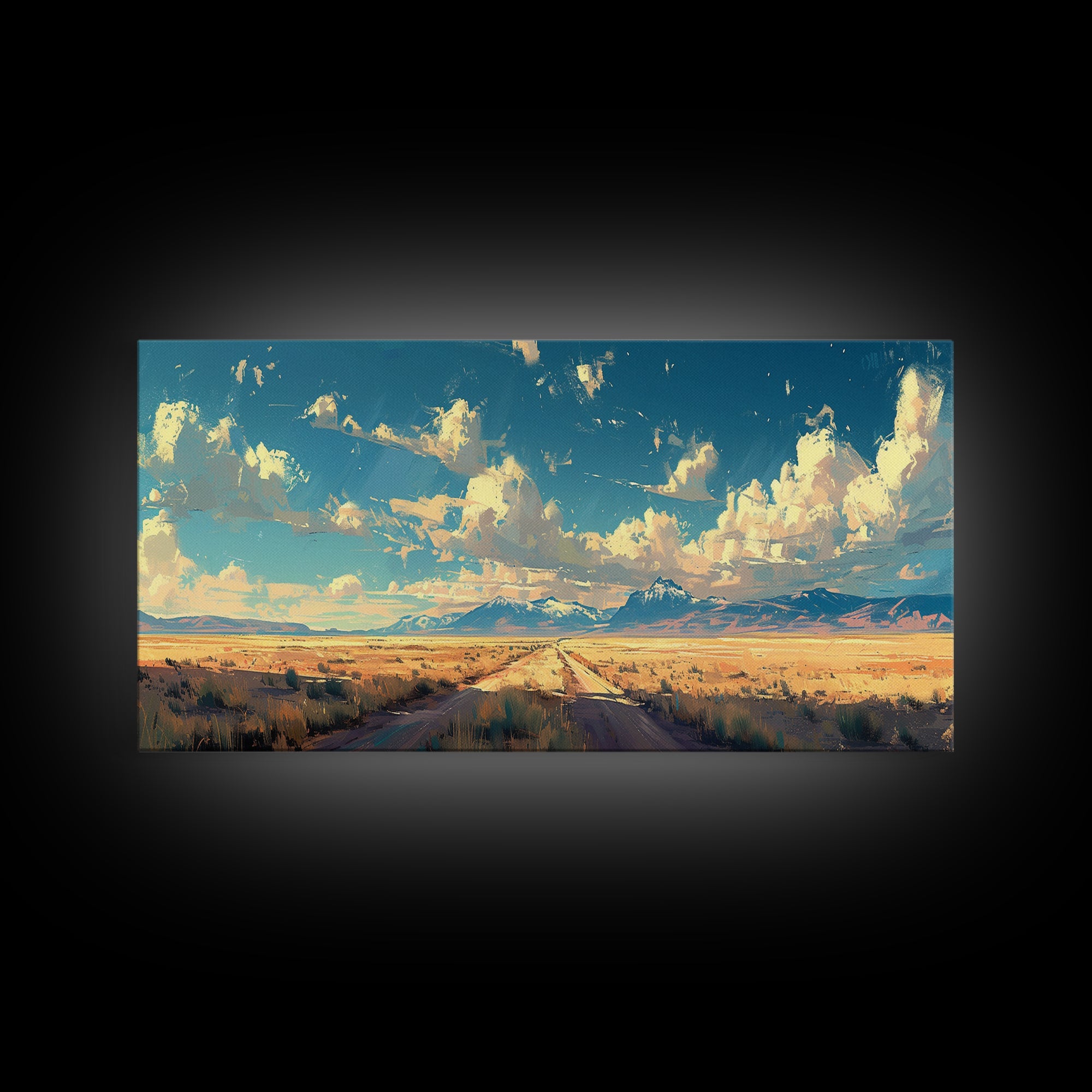 Country Roads Oil Painting Canvas Print, Wood Framed Wall Art, Home Decor, Southwestern Rustic Wall Art, Boho Home Decor