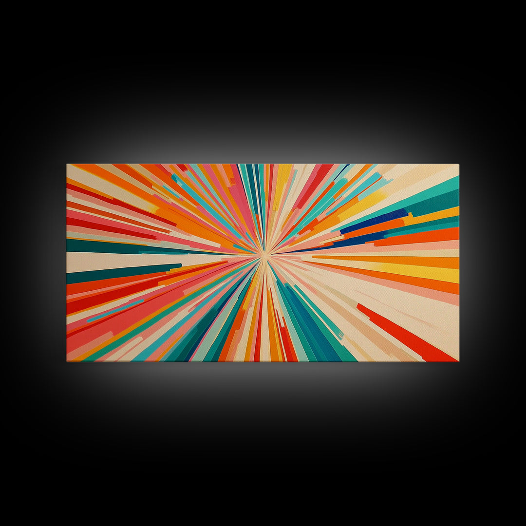 Beautiful Art Deco Sun Burst Wall Art Canvas Print, Unique Wall Decor, ready to hang framed wall art, living room decor