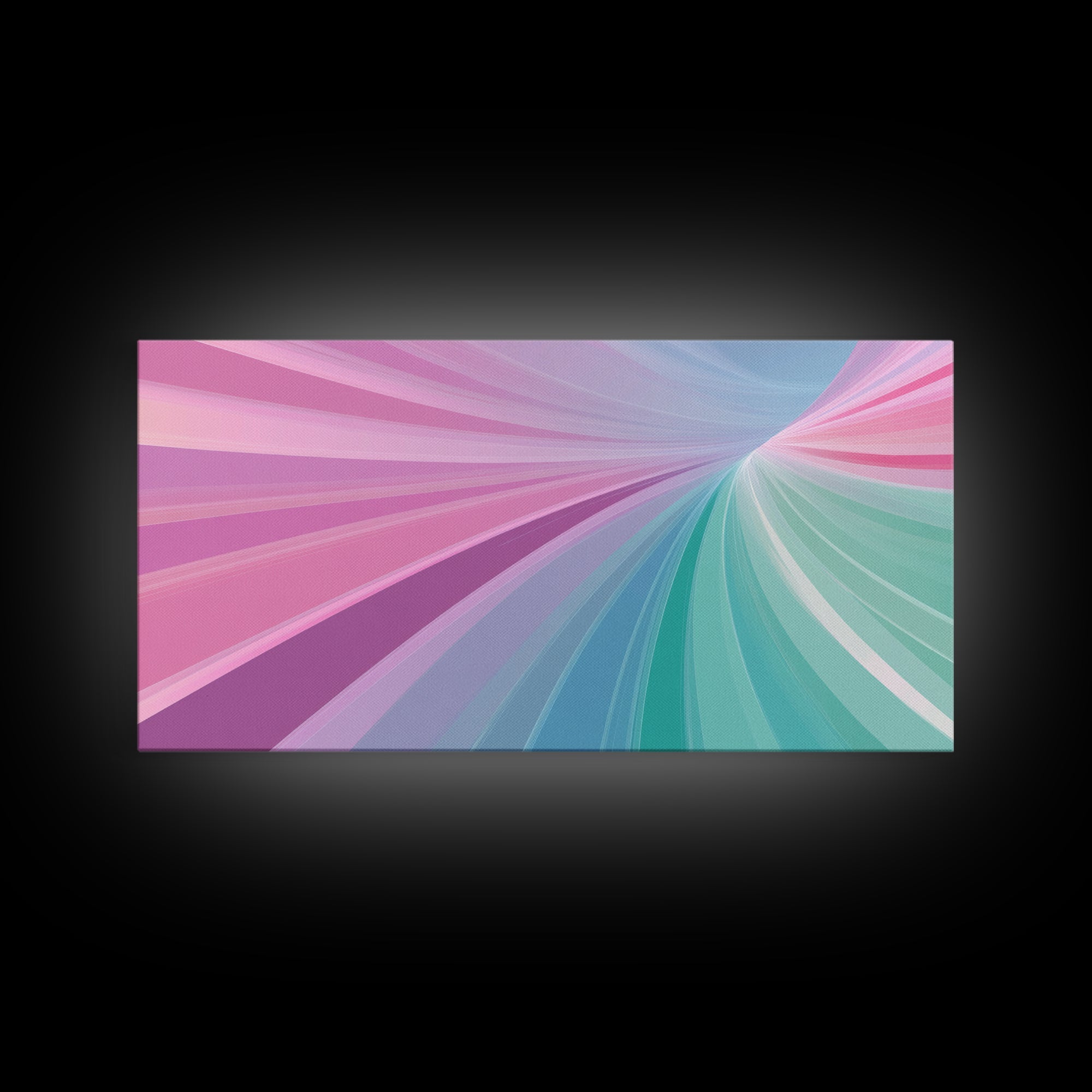 Pastel Highway Framed Canvas Print, Retro Wall Art, Mid-Century Modern Abstract Art