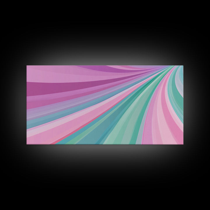 Pink Blush and Turquoise Abstract MCM Style Wall Art Framed Canvas Print, Trendy Preppy Wall Decor, Mid-Century Modern Abstract Decor