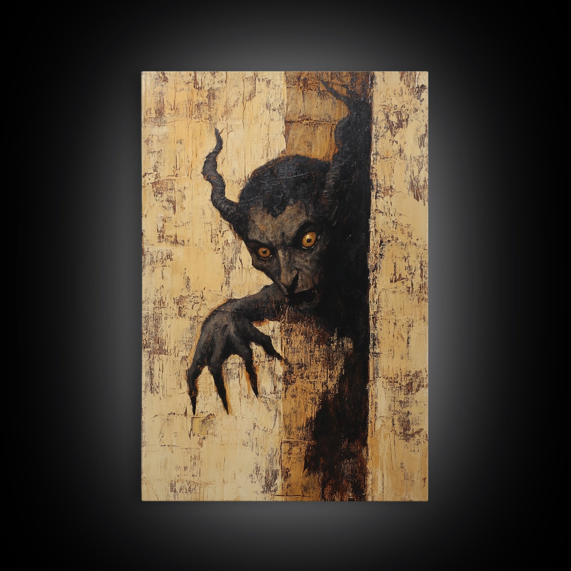 Demon Painting Print, Dark Macabre Wall Art, Original Satyr Painting, Witchy Decor, Wall Art For Witches, Witch Familiar Painting