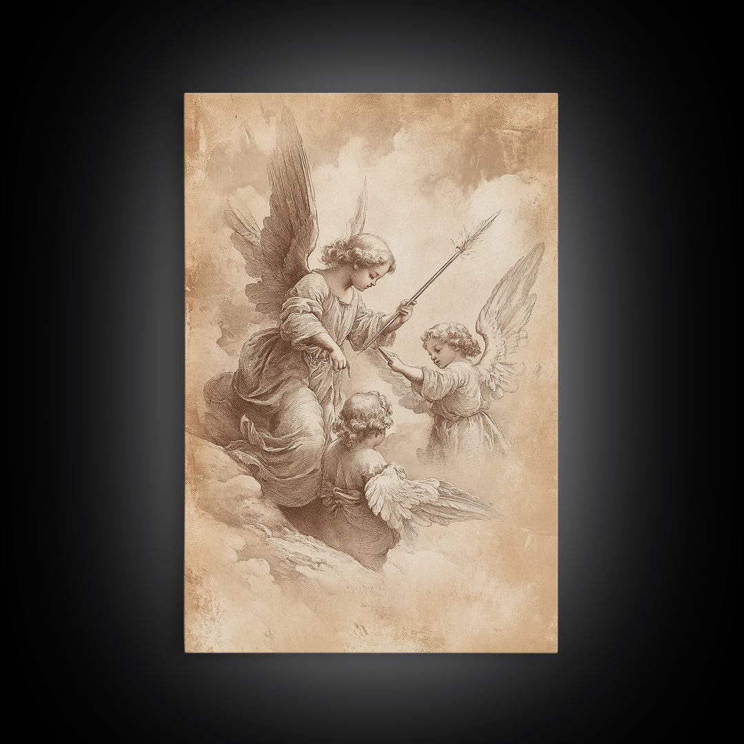 Angelic Painting Print, Framed Canvas Print, Angelic Wall Art, Abstract Angel Artwork, Personalized Gifts, Guardian Angels