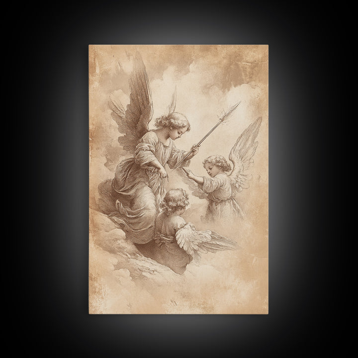 Angelic Painting Print, Framed Canvas Print, Angelic Wall Art, Abstract Angel Artwork, Personalized Gifts, Guardian Angels