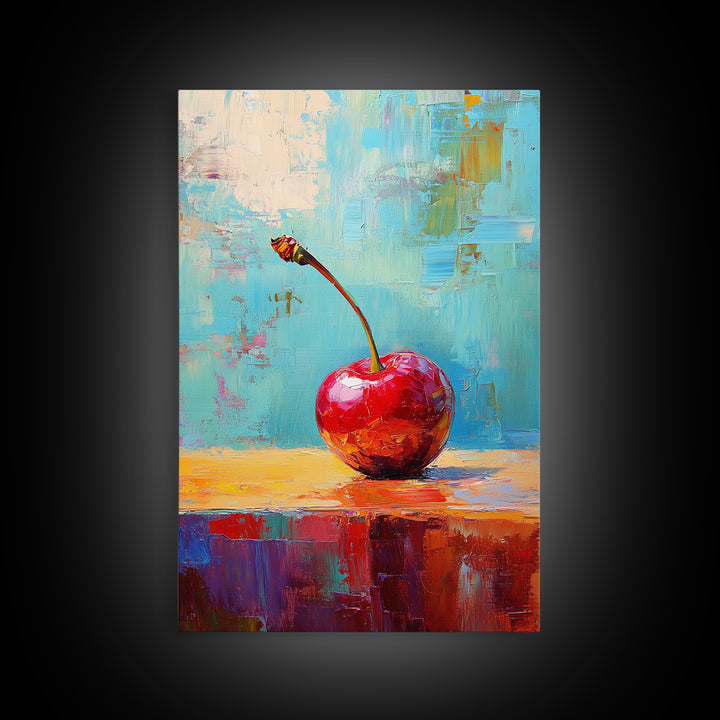 Cherry Painting Print, Canvas Print, Cherry Painting Original Art Berry Still Life Painting On Canvas, Original Artwork, Kitchen Decor, Dining Room Art