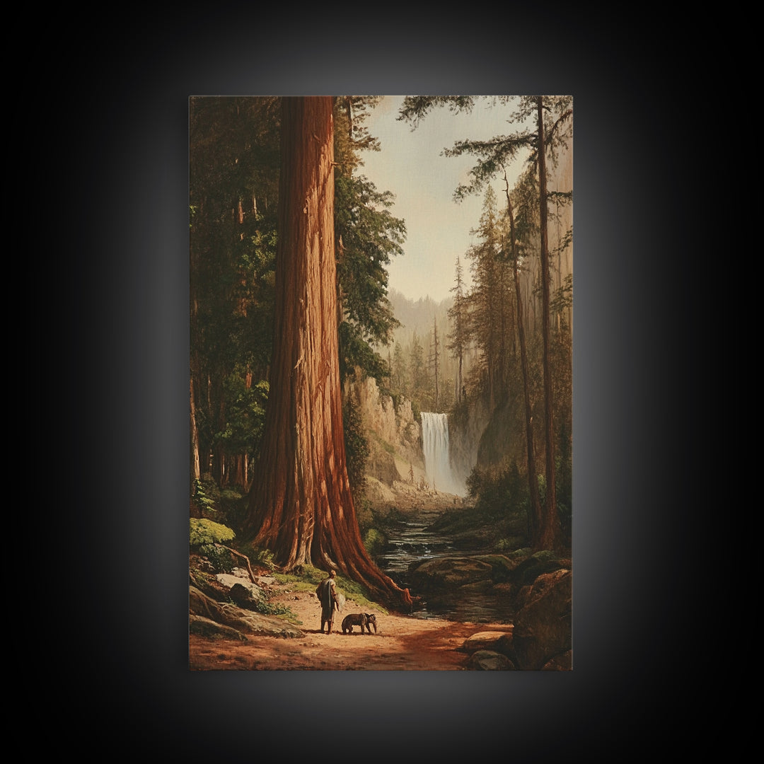 California Wall Art Framed Canvas Print, Redwood Trees, Fantasy Decor