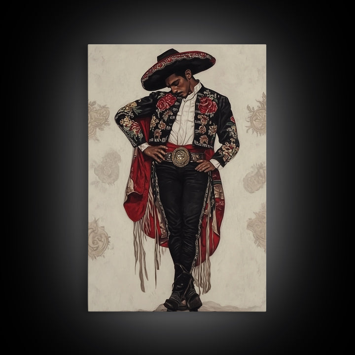 The Matador Oil Painting Canvas Print, Chicano Wall Art, Mexicano Decor, Mexican Inspired Wall Art
