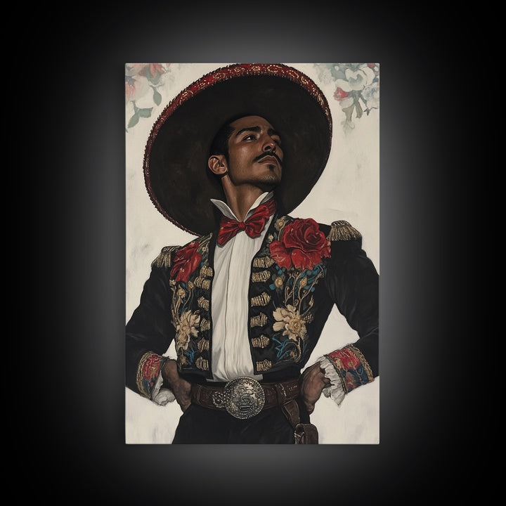The Matador Painting Print, Chicano Art Framed Canvas Print, Traditional Mexican Wall Decor, Mexican Wall Art, Cultural Decor, Vibrant Decor