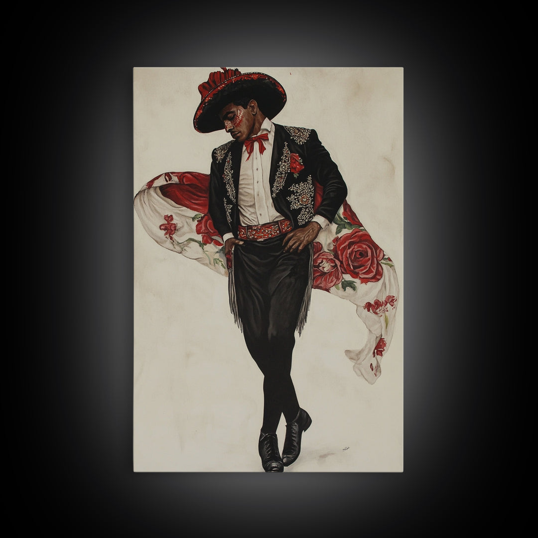 Spanish Toreador Framed Canvas Print, Impressionist Wall Art, Mexicano Wall Art, Spanish Decor, Spanish Wall Art, Cultural Decor