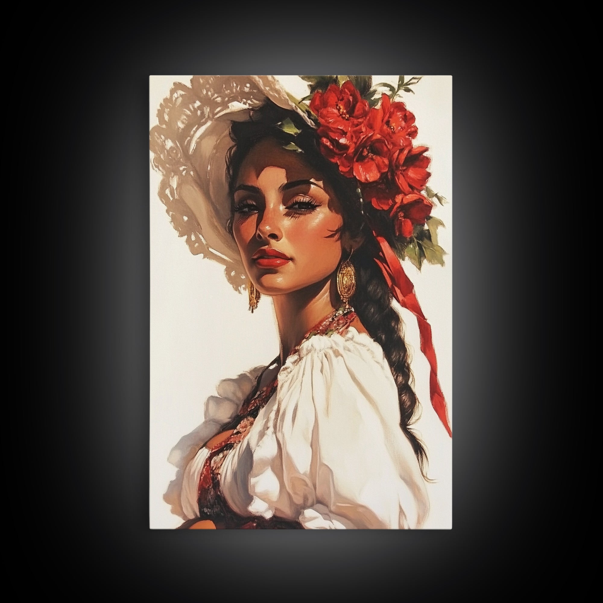 Latina Art Print on Canvas, Maximalist Wall Art, Latino Wall Art, Eclectic Home Decor, Chicano Painting, Mexicano Wall Art, Pueblo Style Art