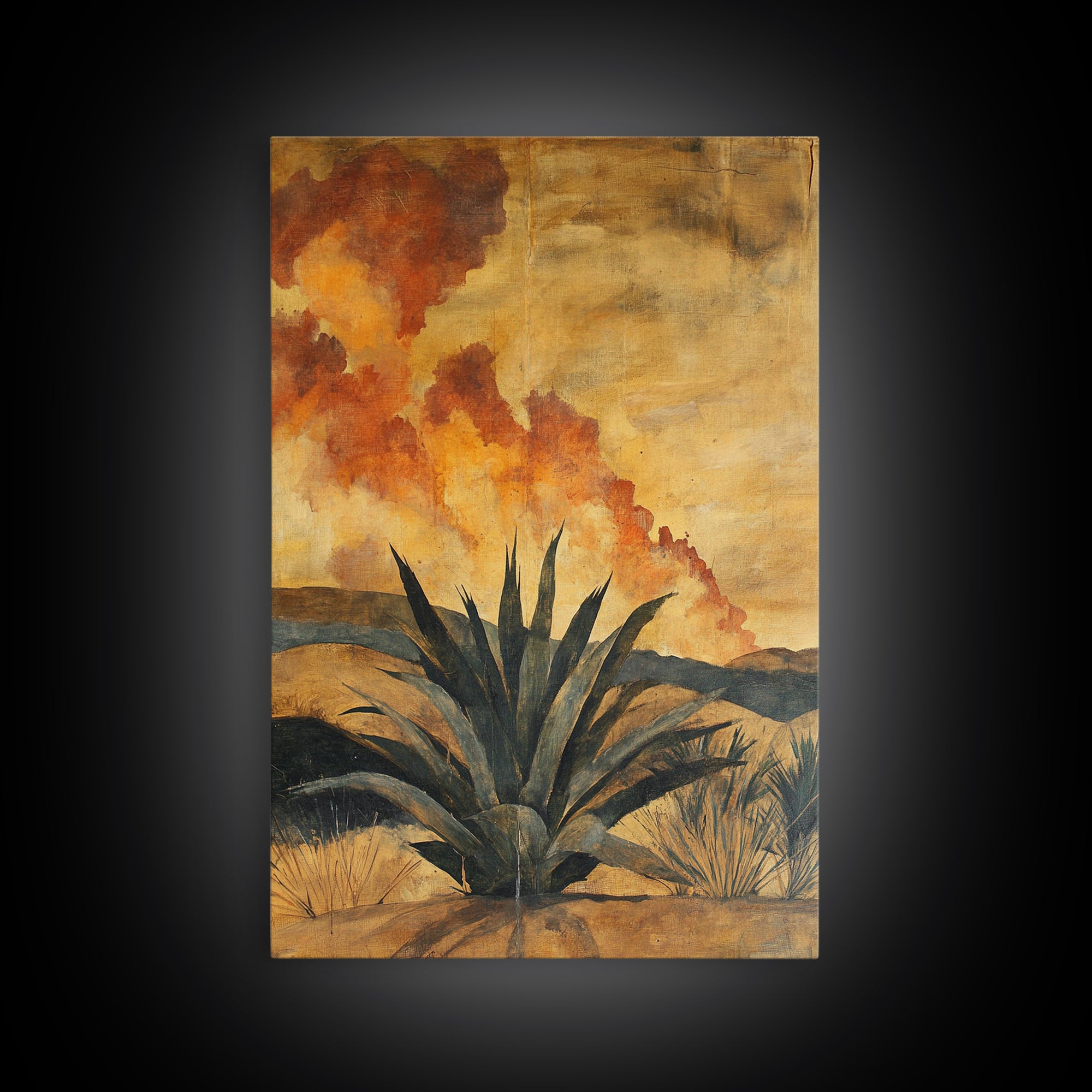 Abstract Agave Painting Print, Chicano Decor, Agave Wall Art, Rustic Farmhouse Decor, Mexicano Art, Agave Wall Art, Southwestern Art