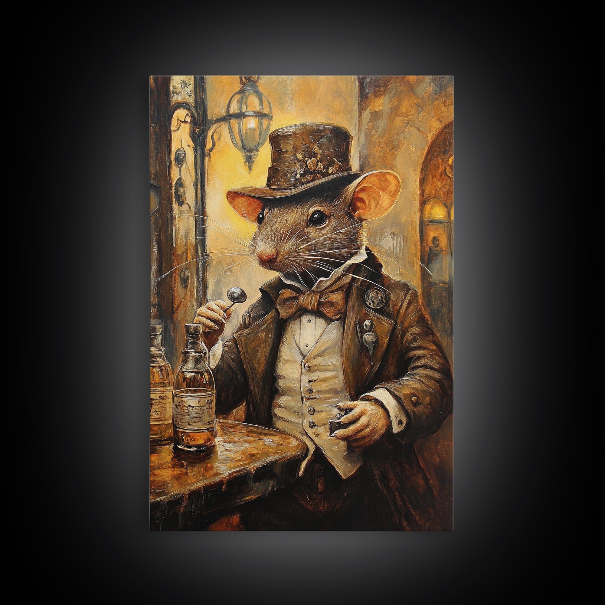 Dapper Rat Gentleman Canvas Print, Wood Framed Wall Art, Rat Painting, Rat Decor, Rat Lover Gift Idea