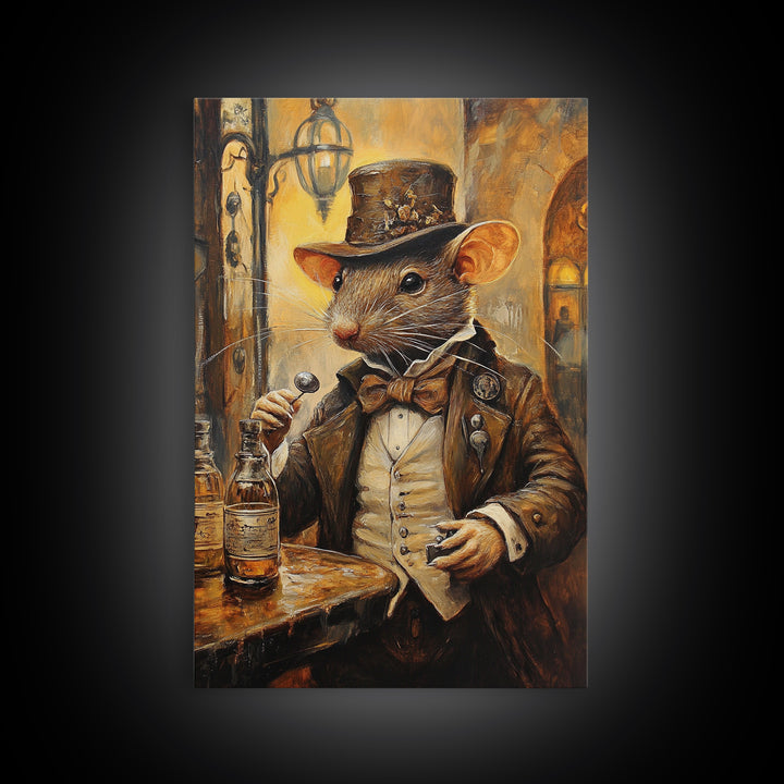 Dapper Rat Gentleman Canvas Print, Wood Framed Wall Art, Rat Painting, Rat Decor, Rat Lover Gift Idea