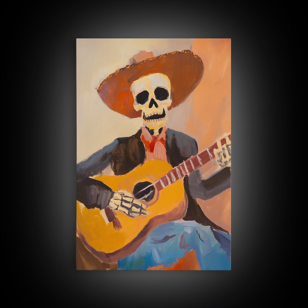 Chicano Cowboy Guitarist Canvas Print - Tejano Wall Art - Mexicano Home Decor - Mexican Style Cultural Artwork