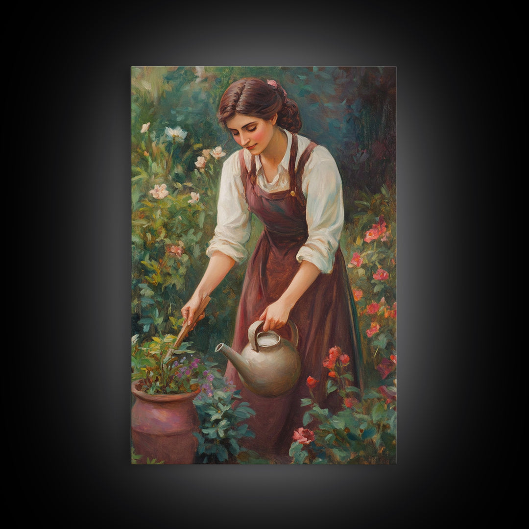 Canvas Art Print - In The Garden - Woman In Garden Painting Wall Art Print - Extra Large Art - Gardening Wall Art - Gardening Gift Idea