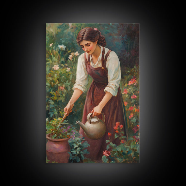 Canvas Art Print - In The Garden - Woman In Garden Painting Wall Art Print - Extra Large Art - Gardening Wall Art - Gardening Gift Idea