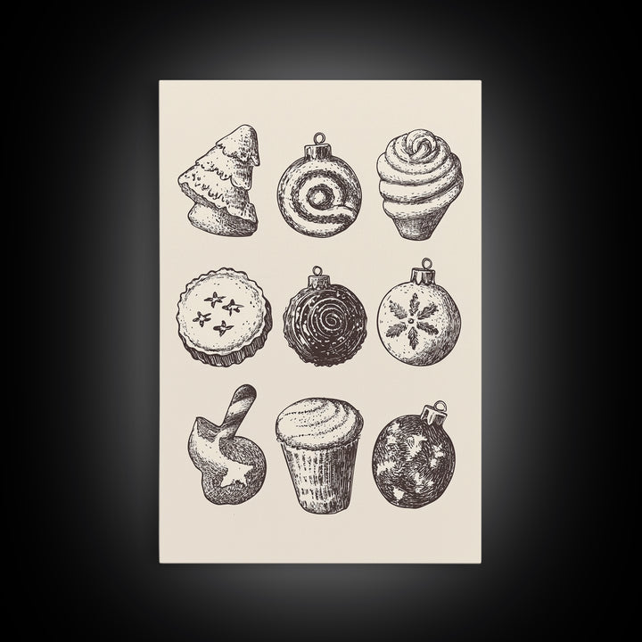 Rustic Boho Christmas Cookies Canvas Print - Framed Canvas - Minimalist Christmas Art - Boho Christmas Art - Rustic Christmas Art