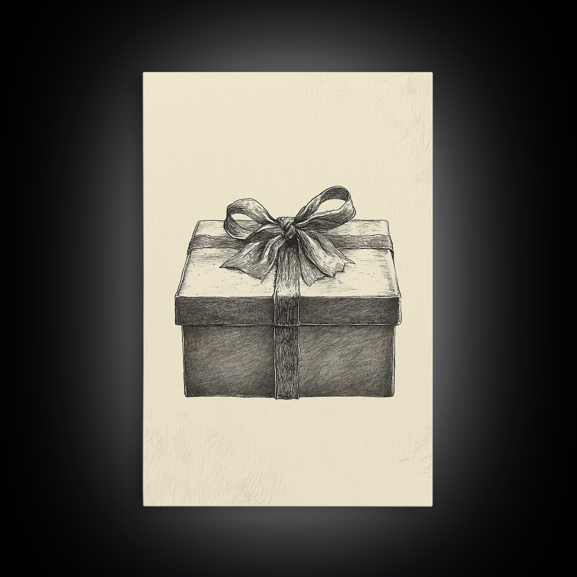 Sketch of A Christmas Gift Canvas Print - Framed Canvas - Minimalist Christmas Art - Boho Christmas Art - Rustic Christmas Art